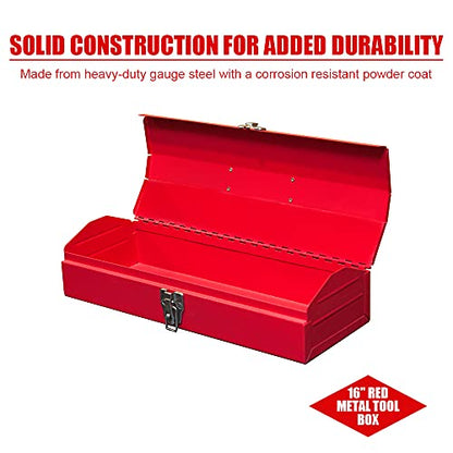 Portable Tool Box, Metal Tool Box, 4 Non-Slip Foot Pads, Ideal for Trailer, Mechanic, DIY-ers, Car Toolbox, Workshops, Garages, Repair Shops,Red - size: 1P-Red