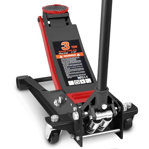 PM PERFORMOTOR Low Profile Hydraulic Trolley Service/Floor Jack, 3 Ton (6000 lbs) Capacity, Lifting Range 3"-20",Black,PM-TOL-FJ30-BK - color: Black, size: 3 Ton