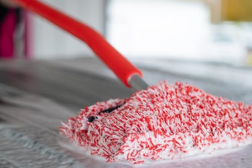 Mitt on a Stick PRO+ | Extendable Car Wash Brush, Mop, Mitt, Sponge | Red with Korean Dragon Microfiber Cover
