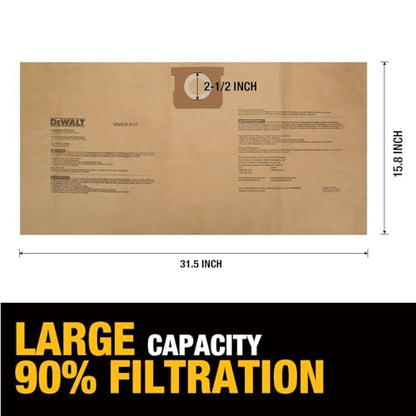 4 PACK DEWALT Dust Bags DXVA19-4101, DEWALT Vacuum Bags for 6-10 Gallon Wet/Dry Vacuum, Shop Vac Bag Compatible with DXV06P DXV09P DXV09PA DXV10P DXV10PL DXV10S DXV10SA DXV10SB - size: 4 PACK