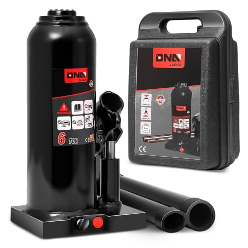DNA Motoring 6 Tons / 12000 lbs Lifting Automotive Welded Hydraulic Bottle Jack for Car SUV Pickup Truck, Auto Repair, with Manual Handle & Carrying Storage Case, Black - color: black, style: 6 ton
