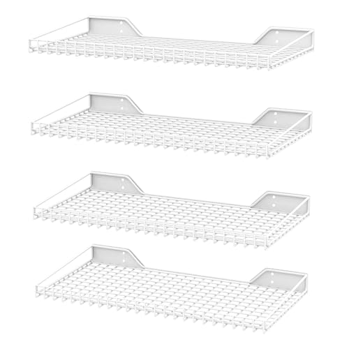 Ultrawall Wall Mounted Storage Shelf for Garage, 4 Pack Metal Shelf Rack, Heavy-Duty Wall Organizer Shelves Suitable for Shop, Shed, Garage 23.5inch x 12inch(White) - color: White