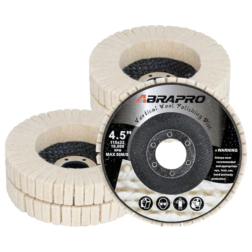 ABARPRO 4.5" x 7/8" Vertical Wool Polishing Disc for Angle Grinder, Wool Buffing Wheel Pad for Polishing Rough Surface to a Mirror Finish, for Metal Aluminum Marble Wood, 5 Pack - style: 5pack-Vertical Wool Polishing Disc