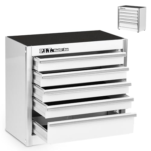 P.I.T. Mini Tool Box 8.6"W X 4.6"D, Portable 5-Drawer Micro Steel Stackable Toolbox with Liner, White Cute Tool Case for Small Tools Parts Storage, Home DIY - color: White, size: 5-Drawer