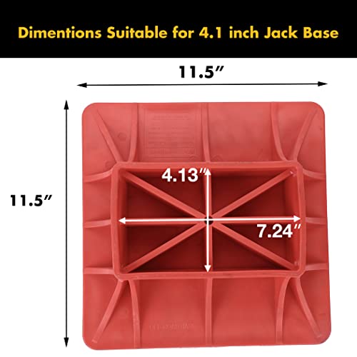 11.5" x 11.5" Off-Road Hi-Lift Jack Base and Stabilizer - Keep Jacks from Sinking with Heavy-Duty Plastic Jack Stand Base for Lifting Jacks and Farm Jacks with 4.1" x 7" Base