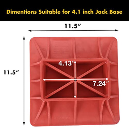 11.5" x 11.5" Off-Road Hi-Lift Jack Base and Stabilizer - Keep Jacks from Sinking with Heavy-Duty Plastic Jack Stand Base for Lifting Jacks and Farm Jacks with 4.1" x 7" Base