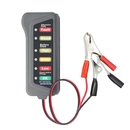 DXNQ Car Battery Alternator Tester, 12V Car Battery Load Tester, Auto Alternator Tester with 6 LED Indicator, Battery Tester for Testing Battery Condition & Alternator Charging for RV Golf SUV