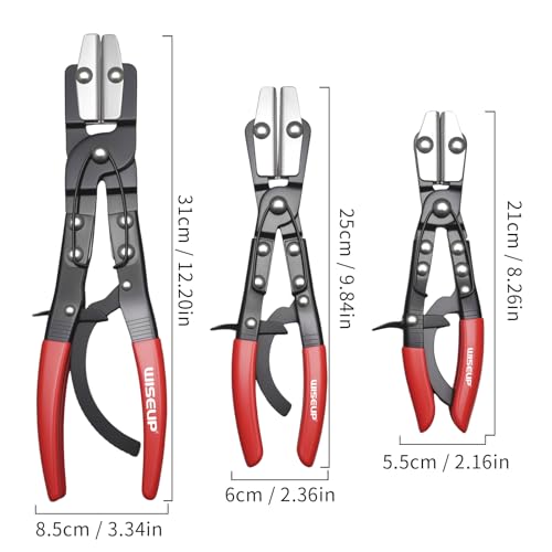 WISEUP 3PCS Hose Pinch Off Pliers- 8in, 10in, 12in Ratchet Hose Pliers for Automotive Radiator, Radiator, Fuel & Coolant Lines with Storage Bag