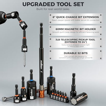 Upgraded 79-Piece Magnetic Impact Nut Driver Set, Metric & SAE with 3LB Magnetic Pickup Tool, Socket Adapters, Wing Nut Driver, Universal Sockets, Quick-Change Bit Holder & Extensions, Power Bits - style: Multi-Use Kit