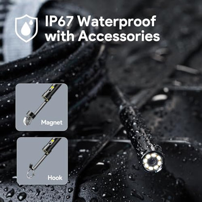 DEPSTECH 2K Endoscope Camera with Light: 2560P QHD Dual Lens Inspection Borescope with 16.5FT Snake Cable for iPhone & Android, Industrial Scope Automotive Tools for Sewer, HVAC, Plumbing, Mechanic