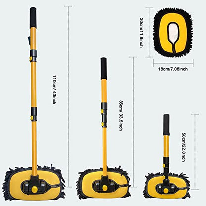 YeewayVeh Car Wash Brush with Long Handle, Microfiber Car Wash Mop with Replaceable Chenille Brush Head, Soft Cleaning Brush with 15° Curved Extension Pole Car Wash Kit for RV Truck Camper, Yellow - color: Yellow, size: 2 pieces