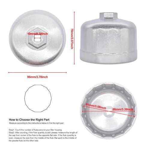 86mm with 16 Flutes Oil Filter Wrench Compatible with Volvo XC90 XC70 S60 S40 C70 S80 V40 V70, Compatible with BMW X3 328i 535i 128i 135i 135is 228i 320i 325i 325xi 330i - style: 86mm 16 flutes