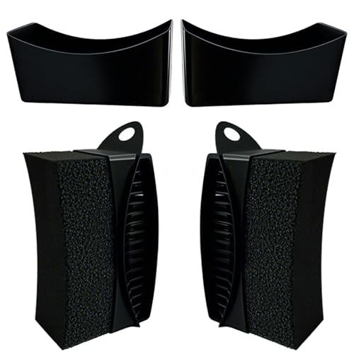 2 Pack Tire Shine Applicator Pads, Reusable Tire Dressing Applicator Sponge, Curved Tire Gel Applicator Forms with Lid, Black Tire Applicator Pads for Car Cleaning Detailing - color: Black