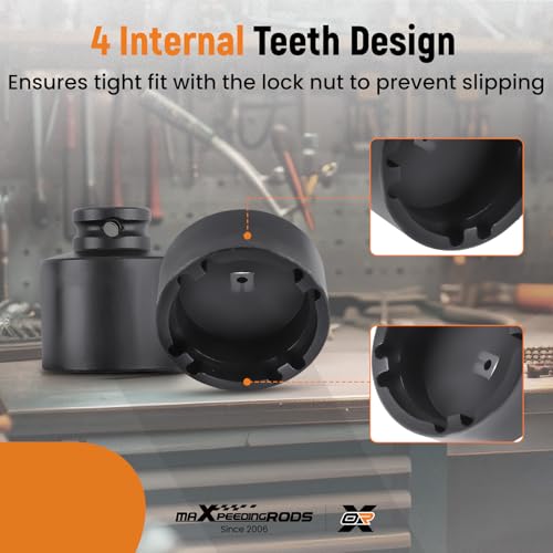 maXpeedingrods 13Pcs Grooved Lock Nut Socket Set with Internal Teeth 1/2'' Drive, Spindle Nuts Socket Kit Ball Joints Axle Locknut Remove Install Locking Hub Socket for KM KML HM HML HMLL Groove Nut