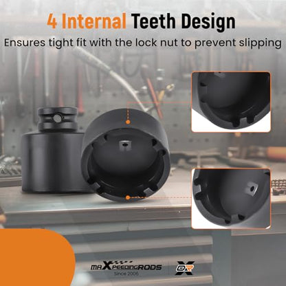 maXpeedingrods 13Pcs Grooved Lock Nut Socket Set with Internal Teeth 1/2'' Drive, Spindle Nuts Socket Kit Ball Joints Axle Locknut Remove Install Locking Hub Socket for KM KML HM HML HMLL Groove Nut