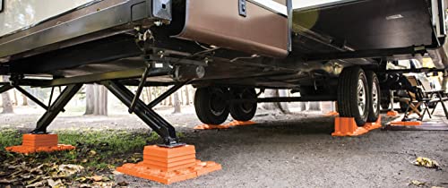 Tri-Lynx Lynx Levelers RV/Trailer/Motorhome/Vanlife interlocking Leveling Blocks with Nylon Storage Bag for most Leveling and Stabilizing functions. 10 Pack, Orange, 00015, Made in USA. - size: 10 Pack