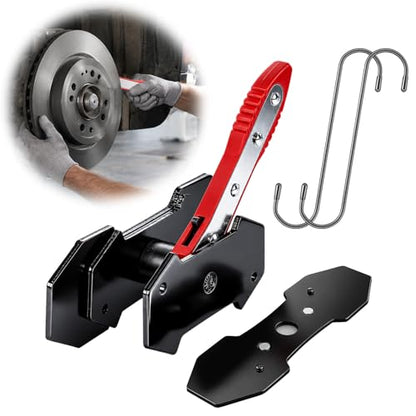 Brake Caliper Compression Tool, 360° Adjustable Ratcheting Brake Pad Spreader for Single Twin Quad Piston Calipers, Extra Include 2 Hooks & 2 Magnetic Steel Plates, Cars Disc Brake Repair Tool