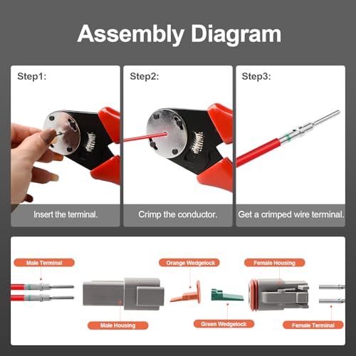 452 Pcs Grey DT Deutsch Connector Kit, 2 3 4 6 8 12 Pin, Waterproof, DT Connector Removal Tool, Contacts Extraction Tools, Automotive Repair Accessory Kit, Seal Plugs - size: ZH-0068-1