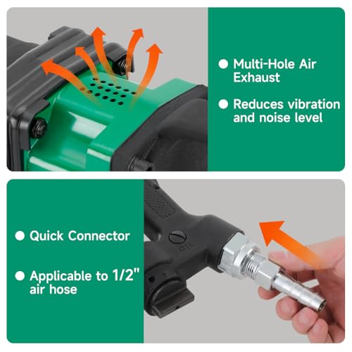 Hoteche 1-Inch Air Impact Wrench Kit, 2211 ft-lbs Heavy Duty Pneumatic Impact Gun, Twin Hammer Mechanism, Truck Tire Tool with Sockets for Semi-Truck, RV, and Industrial Use - size: 1-Inch 2200Ft-Lbs