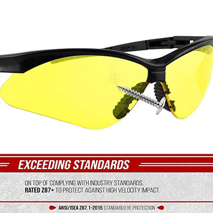 Glove Station Optic Max Anti-Fog Safety Glasses for Men & Women | Clear, Amber & Gray Lenses, Anti-Fog, Scratch-Resistant - ANSI Z87.1 Compliant - color: Amber, size: 6 Pair