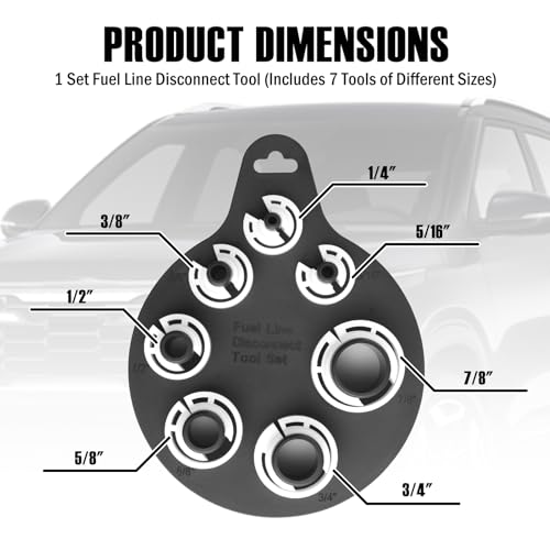 1/4" - 7/8" Fuel Line Disconnect Tool Set with 7 Standard Sizes,Plastic Air Conditioning and Fuel Line Removal Tool,Multifunctional Quick Disconnect Tools for Auto AC/Gas