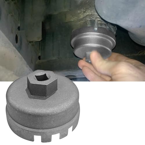 Aluminum Oil Filter Socket Set, 64mm 14 Flute Oil Filter Cap Wrenches Removal Tool for 2.5-5.7L Engine, Silver - color: Silver