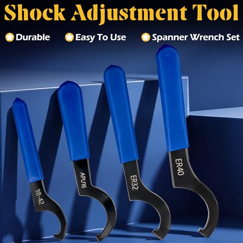 4Pcs Coilover Spanner Wrench Shock wrenches Adjustable Spanners Tool Set | 4 sizes：38-42, APU16, ER32, ER40; Easy to Carry； Easy to Use - color: Blue
