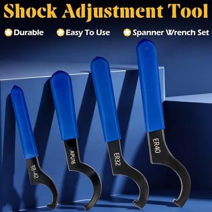 4Pcs Coilover Spanner Wrench Shock wrenches Adjustable Spanners Tool Set | 4 sizes：38-42, APU16, ER32, ER40; Easy to Carry； Easy to Use - color: Red