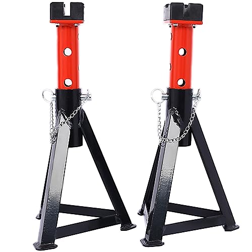 Gecheer 3 Ton Jack Stands Pair – 6000 lb Capacity, 6-Position Adjustable Height (12.6 in to 18.3 in), Rust-Resistant Anodized Post & Powder-Coated Base