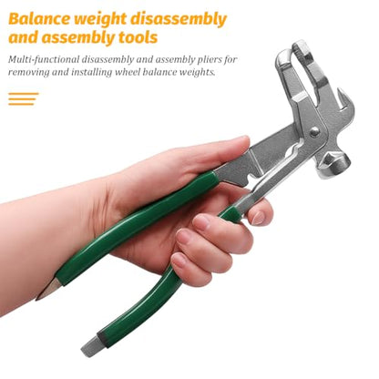 Zpana Car Wheel Balancing Weight Plier, Wheel Balance Hammer Tool (Green) | Vehicle Tire Clip On Weight Balance Rim Repair Remover Accessories, Universal for Sedan, SUV, Truck - color: Green