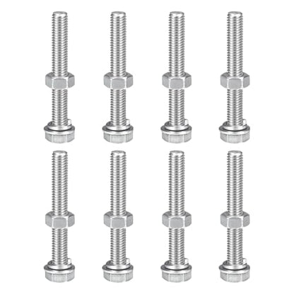 uxcell M8 x 60mm Hex Head Screws Bolts, Nuts, Flat & Lock Washers Kits, 304 Stainless Steel Fully Thread Hexagon Bolts 8 Sets - size: M8 x 60mm