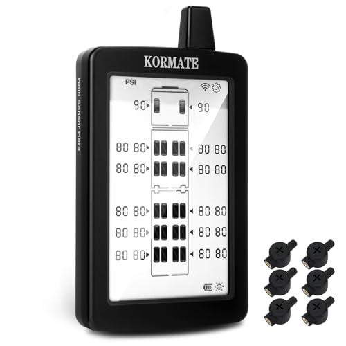 TPMS Tire Pressure Monitoring System Displayed Vertically,All Tires Pressure and Temp simultaneously,Solar Power,for RV,Semi Truck,Motorhome,5th Wheel,Trailer (Flow Thru, 8 Sensors) - color: Flow Thru, size: 8 Sensors