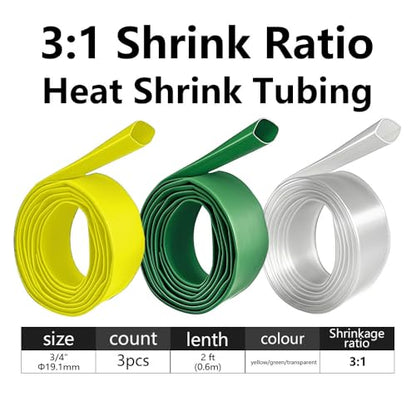 3/4 Inch 3:1 Adhesive Lined Heat Shrink Tubing, Marine Grade Waterproof Dual Wall Cable Wrap, Insulation Sealing Oil-Proof Wear-Resistant Industrial Heat Shrink Tube, 3 Colors 6FT - color: 3/4 inch 3 colors 6FT