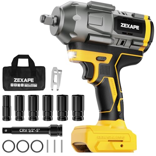 Cordless Impact Wrench 1/2 inch for Dewalt Battery, Impact Wrench 1360N.m(950Ft-lbs) High Torque Brushless Electric Impact Gun, Power Impact Driver with 3-Mode Speed, LED Work Light(no battery)
