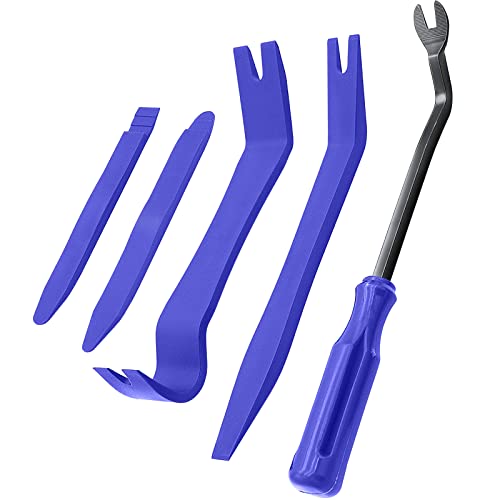 5 Pcs Car Trim Removal Tool Kit - Auto Clip Removal Pry Tool for Door Dashboard Panel, Fastener Push Pin Puller, Blue - color: Blue