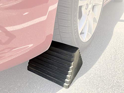 MaxxHaul Rubber Wheel Chock, Large 10" x 8" x 6" Heavy Duty Tire Stop with Non Slip All Weather Grip, Oil Resistant Rubber Block with Steel Eyebolt for Vehicle and Trailer Safety (80681) (Pack of 5) - size: MaxxHaul 80681- 10" x 8" x 6" (Pack of 5)
