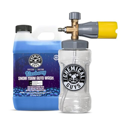 Chemical Guys Big Mouth Max Release Foam Cannon and Blueberry Snow Foam Car Wash Soap, 64 fl oz - Car, Truck, SUV, RV & Boat Wash, Soap Cannon for Pressure Washer, 34 oz Bottle - 2 Items - style: EQP324 KIT