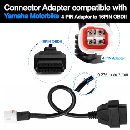 OBD2 OBDII Diagnostic Cable 4 Pin to 16 Pin Adapter Compatible with Yamaha Ha Canbus Motorcycle - color: per Yamaha 4Pin