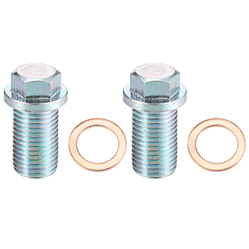 X AUTOHAUX 2 Set M14x1.5 Car Engine Oil Drain Plug with Washer A1119970330 for Mercedes-Benz C320 2001-2005 Steel Silver Tone