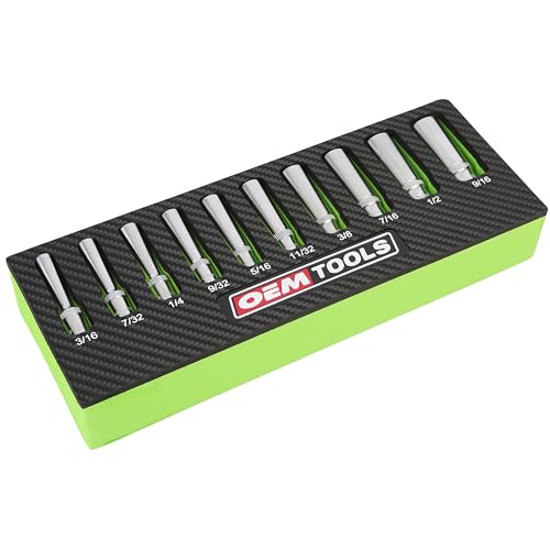 OEMTOOLS 23985 10 Piece 1/4" Drive Deep Socket Set, SAE Sizes 3/16"-9/16", Rust-Resistant 1/4 Drive Socket Set, EVA Storage Tray, Heat-Treated Alloy Steel Sockets - style: 1/4" SAE