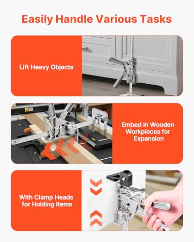 VEVOR Labor Saving Arm Jack, 2 PCS 220 lbs Bearing Capacity, Lifting up to 7.1", Metal Hand Lifting Jack Tool with Magnetic Level, Adjustable Height, for Door, Window, Furniture, Woodworking, Silver - size: L-12inch