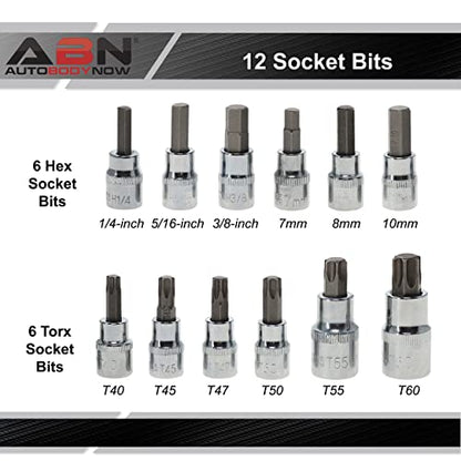 ABN Disc Brake Service Set - 32pc Universal Disc Brake Caliper Compression Tool Set for Pad Piston and Line Adjustment