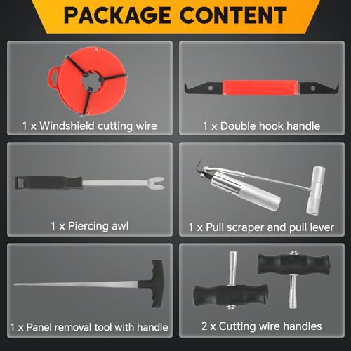 7PCS Windshield Removal Tool Kit | Automotive Wind Glass Removal Hand Tool Car Windscreen Remover Set for Classic Vintage Car Windscreen Remover Set