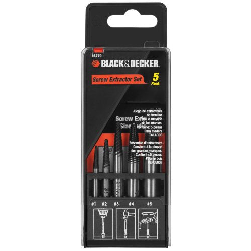 BLACK+DECKER 16270 Screw Extractor Set, 5-Piece