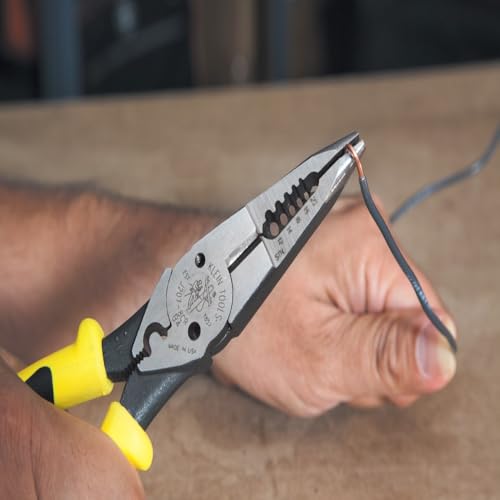 Klein Tools J207-8CR Needle Nose Pliers, Made in USA, All-Purpose Linesman Pliers for Crimping, Looping, Cutting, Stripping, Crimping, Shearing - style: Crimper