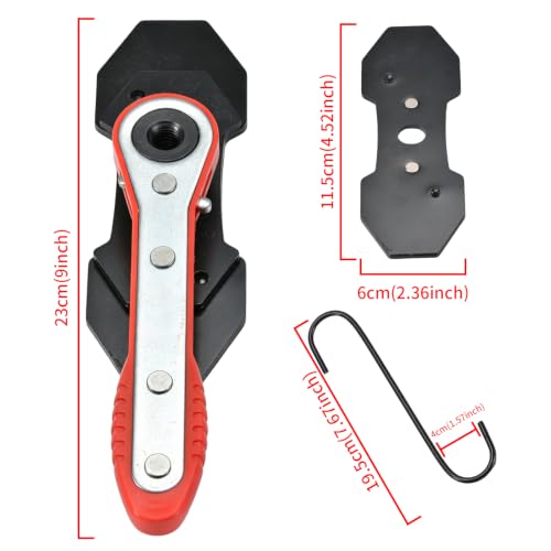 Brake Caliper Compression Tool, Brake Caliper Press, Caliper Piston Spreader, Universal 360° Ratcheting System with 2 Hooks Fits Single/Twin/Quad Disc Calipers for Cars SUV Light Trucks, Red - color: Red