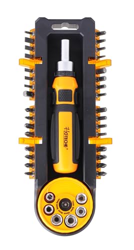 Hoteche 39Pcs Ratchet Screwdriver Set,DIY Ratchet Screwdriver Set, Multi Bit Magnetic Drive Set with Detachable Ratchet Handle, Portable Compact Repair Tool Kit for Furniture Computer Bicycle Gray