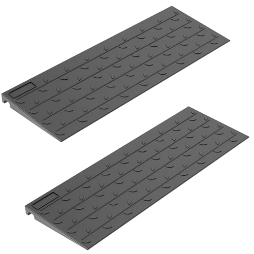 OrangeStar 2 Pack 1.5" Rise Rubber Threshold Ramp | Heavy Duty Wheelchair & Scooter Ramp with Cord Channel, Non-Slip Angled Entry for Doorways, Steps & Garage (36" Length) - size: 1.5in-2Pack