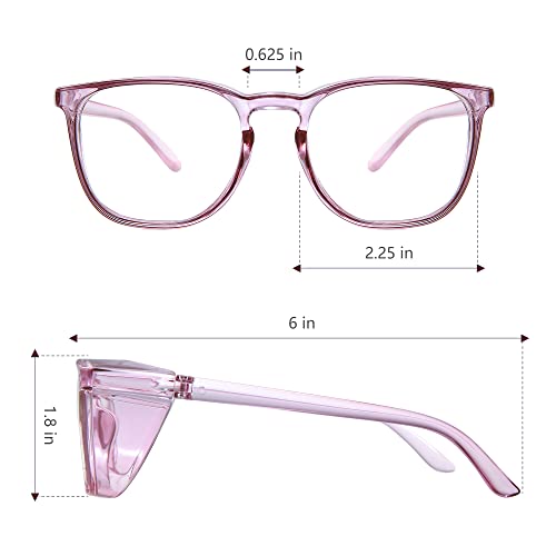 Anti Fog Safety Glasses for Women, Safety Goggles for Nurse, Protective Eyewear, Blue Light Blocking & UV Protection - color: Purple+clear
