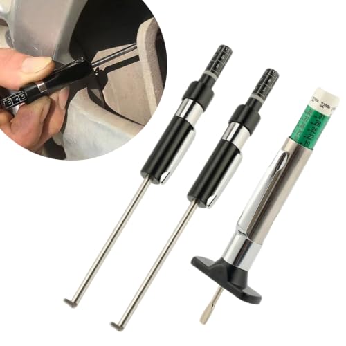 3Pcs Car Brake Pad Thickness Gauge, Brake Pad Tester with Scale, Vehicle Brake Pads Measuring Tool for Car Truck Motorcycle, Brake Pad Detection Pen, Include Tire Tread Depth Gauge